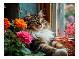 Plakat Maine Coon cat at the window