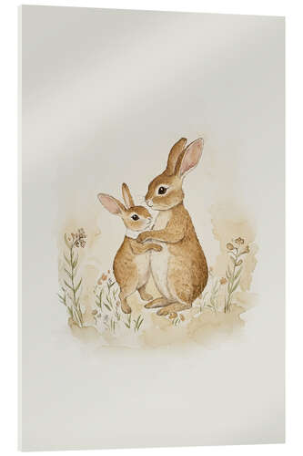 Acrylglas print Rabbit mother and child