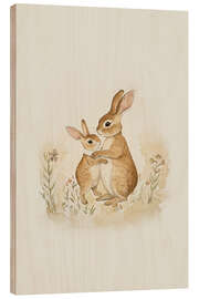 Stampa su legno Rabbit mother and child