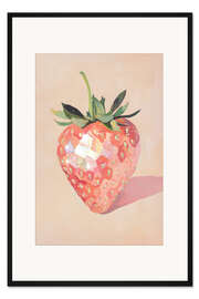 Gerahmter Kunstdruck Glänzende Erdbeere