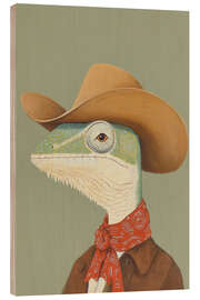 Holzbild Cowboy-Eidechse
