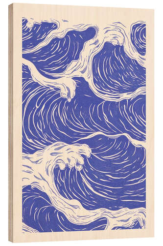 Hout print Blue Ocean Waves