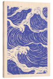 Hout print Blue Ocean Waves