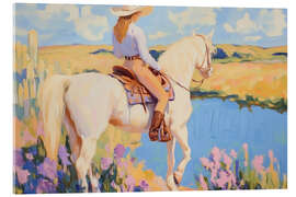 Acrylic print Cowgirl on a White Horse - Melloi Art