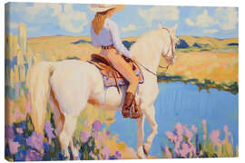 Canvas print Cowgirl on a White Horse - Melloi Art