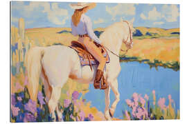 Gallery Print Cowgirl auf einem weißem Pferd
