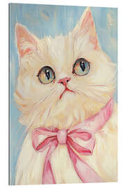 Gallery Print Weiße Katze mit rosa Schleife