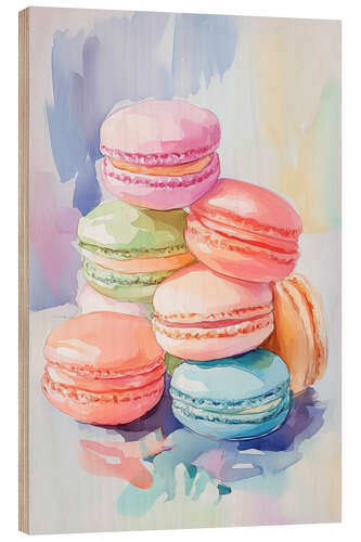 Wood print Colorful Macarons