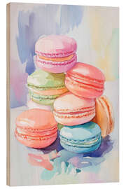 Wood print Colorful Macarons