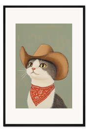 Gerahmter Kunstdruck Britisch Kurzhaar Cowboy Katze