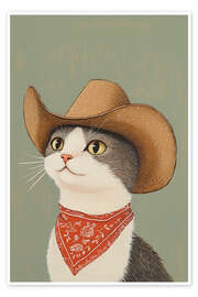 Wall print Cowboy British Shorthair Cat - Melloi Art