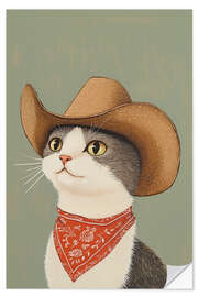 Wandsticker Britisch Kurzhaar Cowboy Katze - Melloi Art