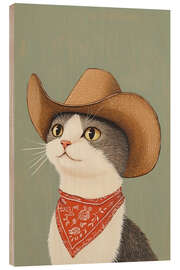 Holzbild Britisch Kurzhaar Cowboy Katze - Melloi Art