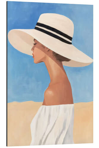 Alubild Dame mit Sonnenhut