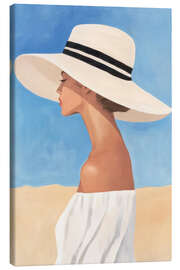 Tableau sur toile Lady with sun hat