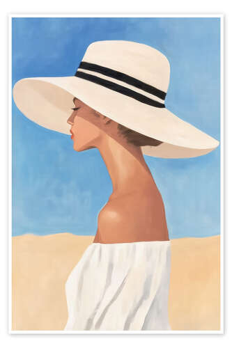 Poster Lady with sun hat