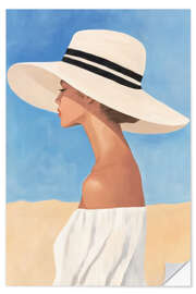 Wandsticker Dame mit Sonnenhut