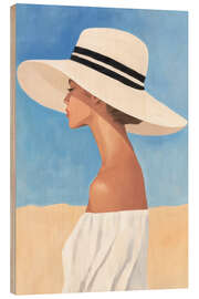 Wood print Lady with sun hat