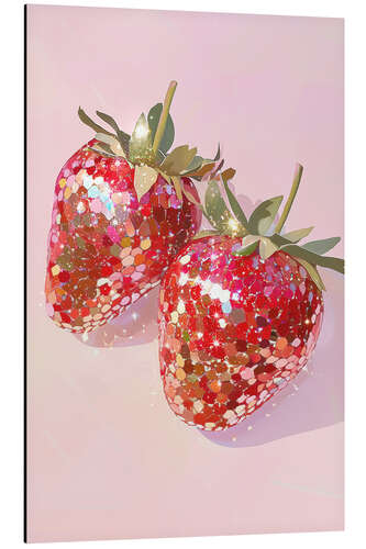 Aluminium print Glittering Strawberries