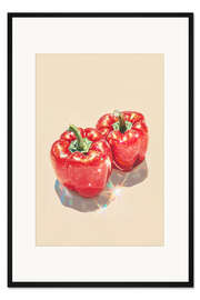 Gerahmter Kunstdruck Funkelnde rote Paprika