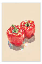 Wall print Sparkling Red Bell Peppers - Melloi Art