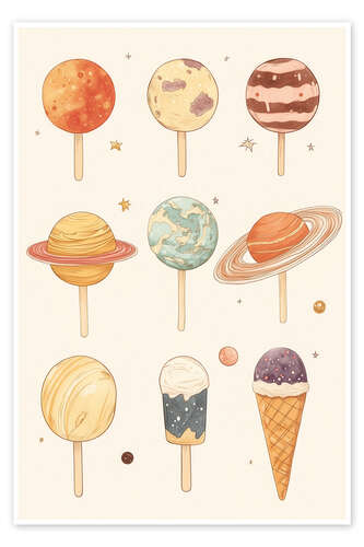 Poster Planet Ice Cream and Lollipops