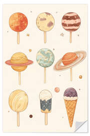 Selvklæbende plakat Planet Ice Cream and Lollipops