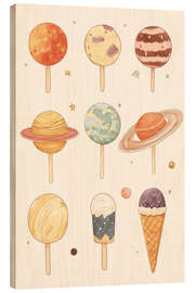 Print på træ Planet Ice Cream and Lollipops