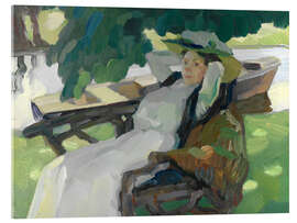 Stampa su vetro acrilico Woman on the Garden Bench - Leo Putz, 1910