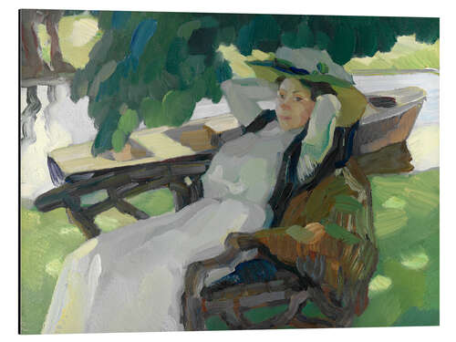 Stampa su alluminio Woman on the Garden Bench - Leo Putz, 1910