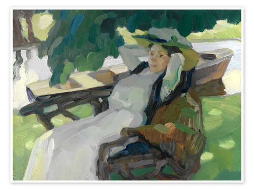 Poster Frau auf der Gartenbank - Leo Putz, 1910