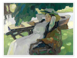 Wandbild Frau auf der Gartenbank - Leo Putz, 1910