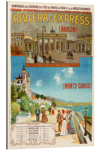 Tableau en aluminium Riviera Express Berlin - Monte-Carlo
