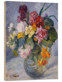 Hout print Flower still life