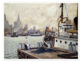 Wall print Morning in New York Harbor - Edward Cucuel