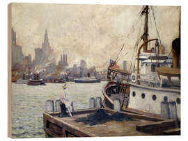 Tableau en bois Morning in New York Harbor - Edward Cucuel