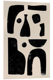 Tableau en verre acrylique Abstract Black Shapes on Beige Background - Melloi Art