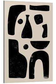 Alubild Abstrakte schwarze Formen auf beigem Hintergrund - Melloi Art