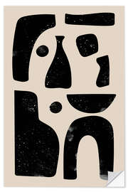 Wall sticker Abstract Black Shapes on Beige Background - Melloi Art