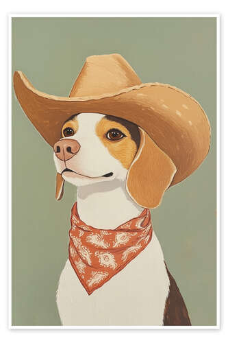 Poster Beagle Cowboy