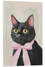 Hartschaumbild Schwarze Katze mit rosa Schleife