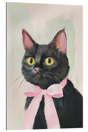 Gallery Print Schwarze Katze mit rosa Schleife