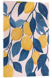 Tableau en verre acrylique Lemon Tree Branches with Blue Leaves - Melloi Art