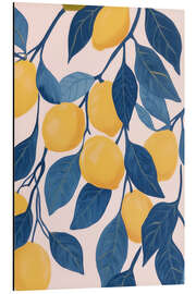 Aluminium print Lemon Tree Branches with Blue Leaves - Melloi Art