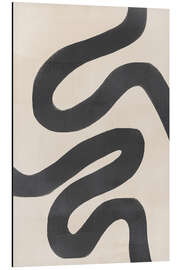 Aluminium print Abstract Black and White Wavy Lines - Melloi Art