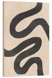 Wood print Abstract Black and White Wavy Lines - Melloi Art