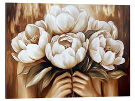 Aluminium print White Peonies
