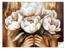 Sticker mural White Peonies