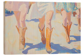 Wood print Cowgirl Boots in Motion - Melloi Art