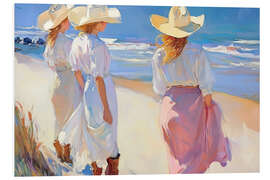 PVC print Women in Sun Hats Strolling on the Beach